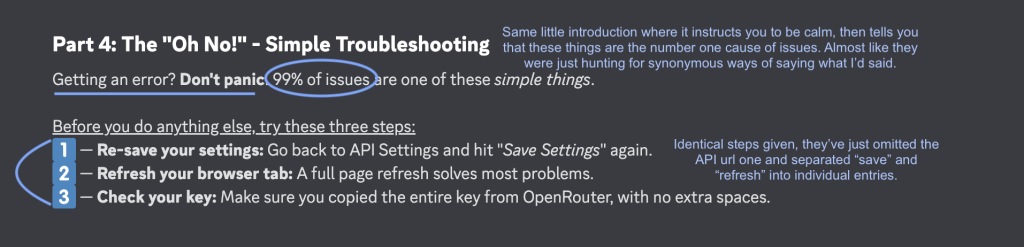 4. 'New' 'Janitor' guide where they just split the 'save and refresh' step into two separate steps and then ignored the stop mentioning their broken button.